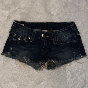 True Religion Dark Blue Cutoff Jean Shorts